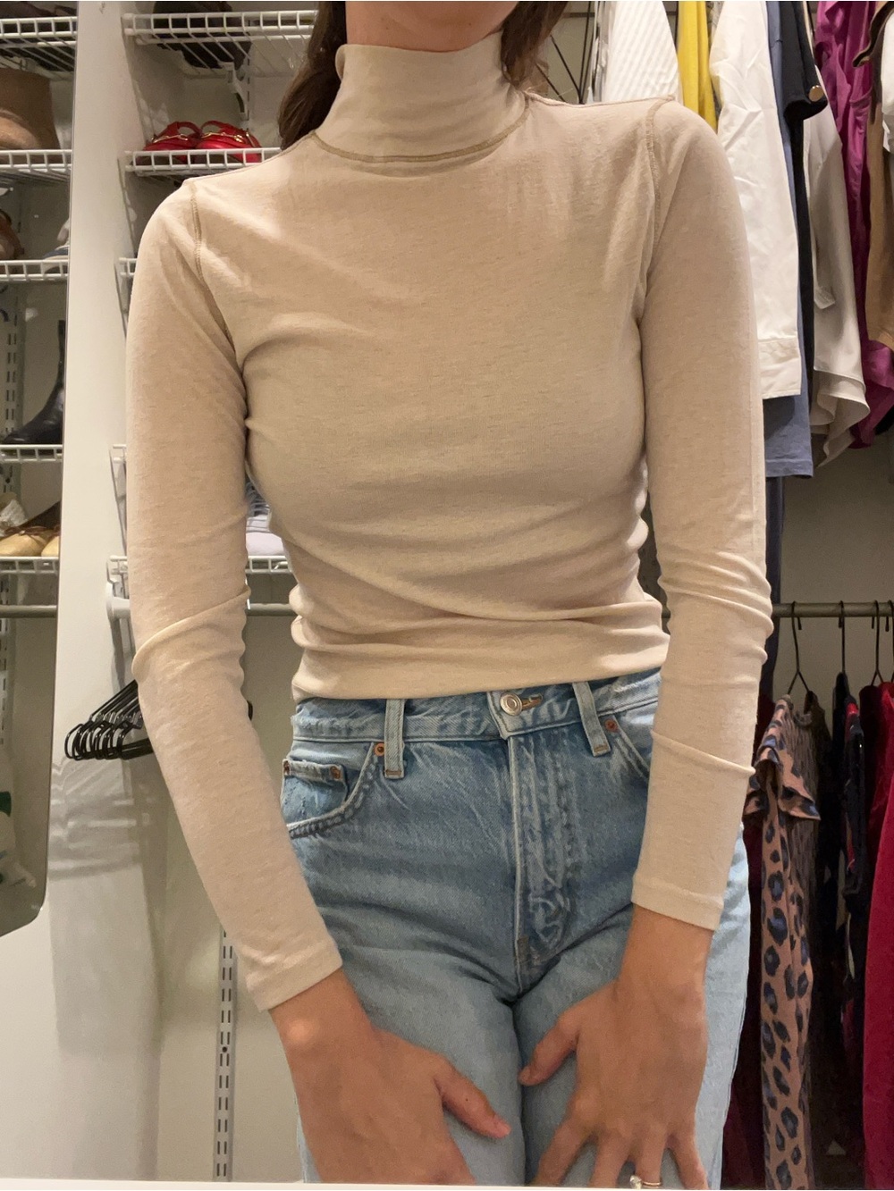 Madewell Cream Turtleneck Long Sleeve Top